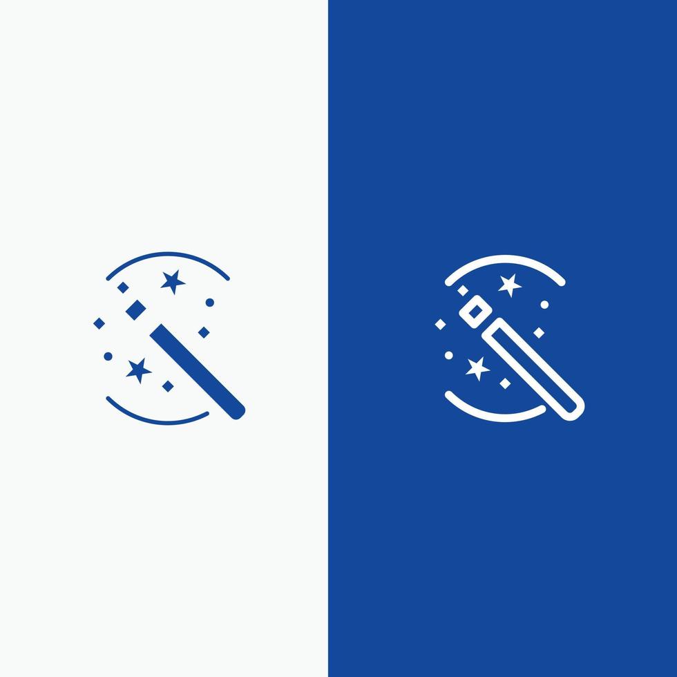 Tricks Solution Magic Stick Line and Glyph Solid icon Blue banner vector