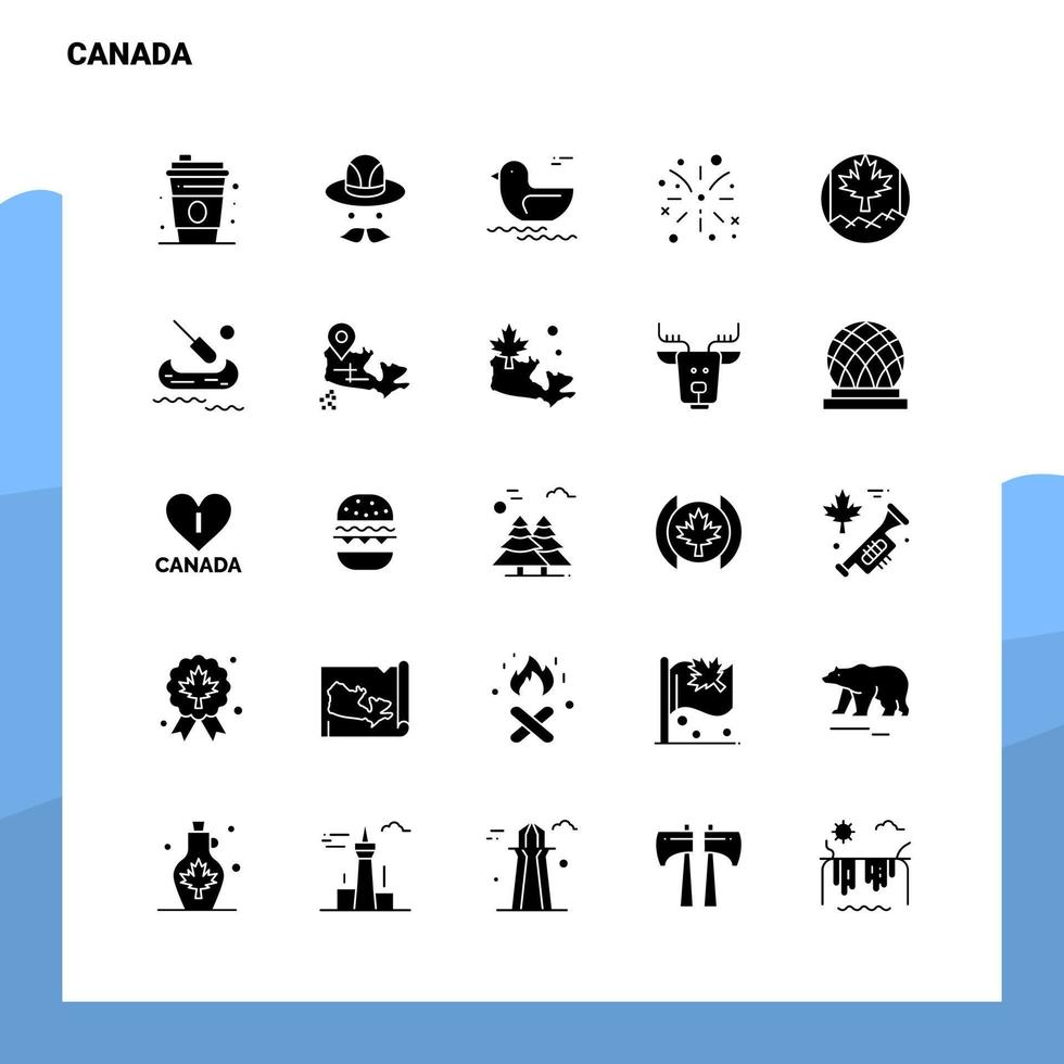 25 conjunto de iconos de canadá plantilla de ilustración de vector de icono de glifo sólido para ideas web y móviles para empresa comercial