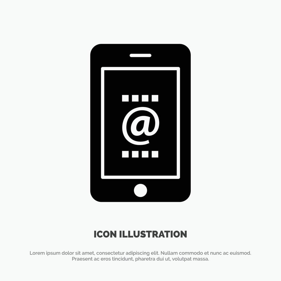 Mobile Mail Id Phone  solid Glyph Icon vector