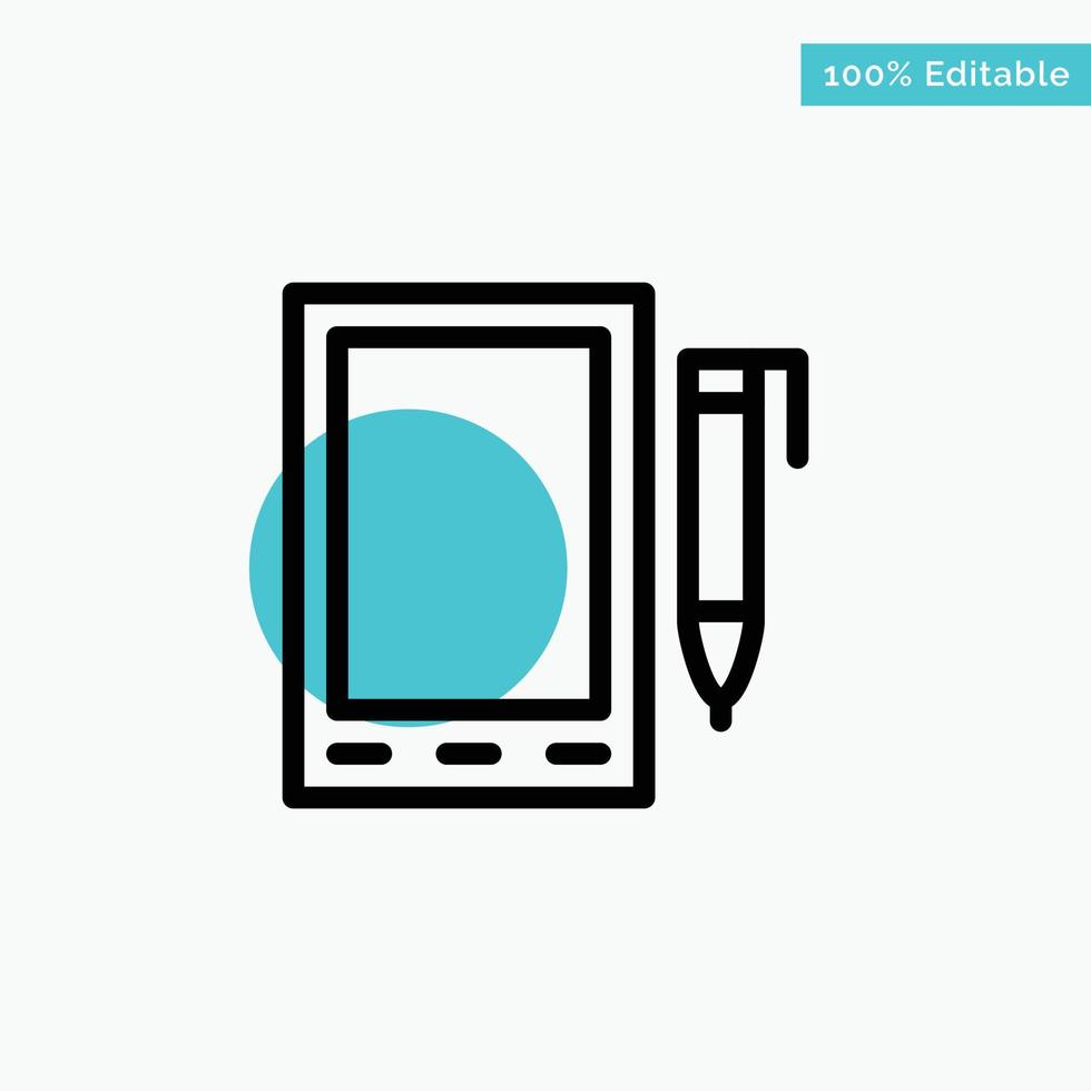 diseño de lápiz de celda móvil icono de vector de punto de círculo resaltado turquesa