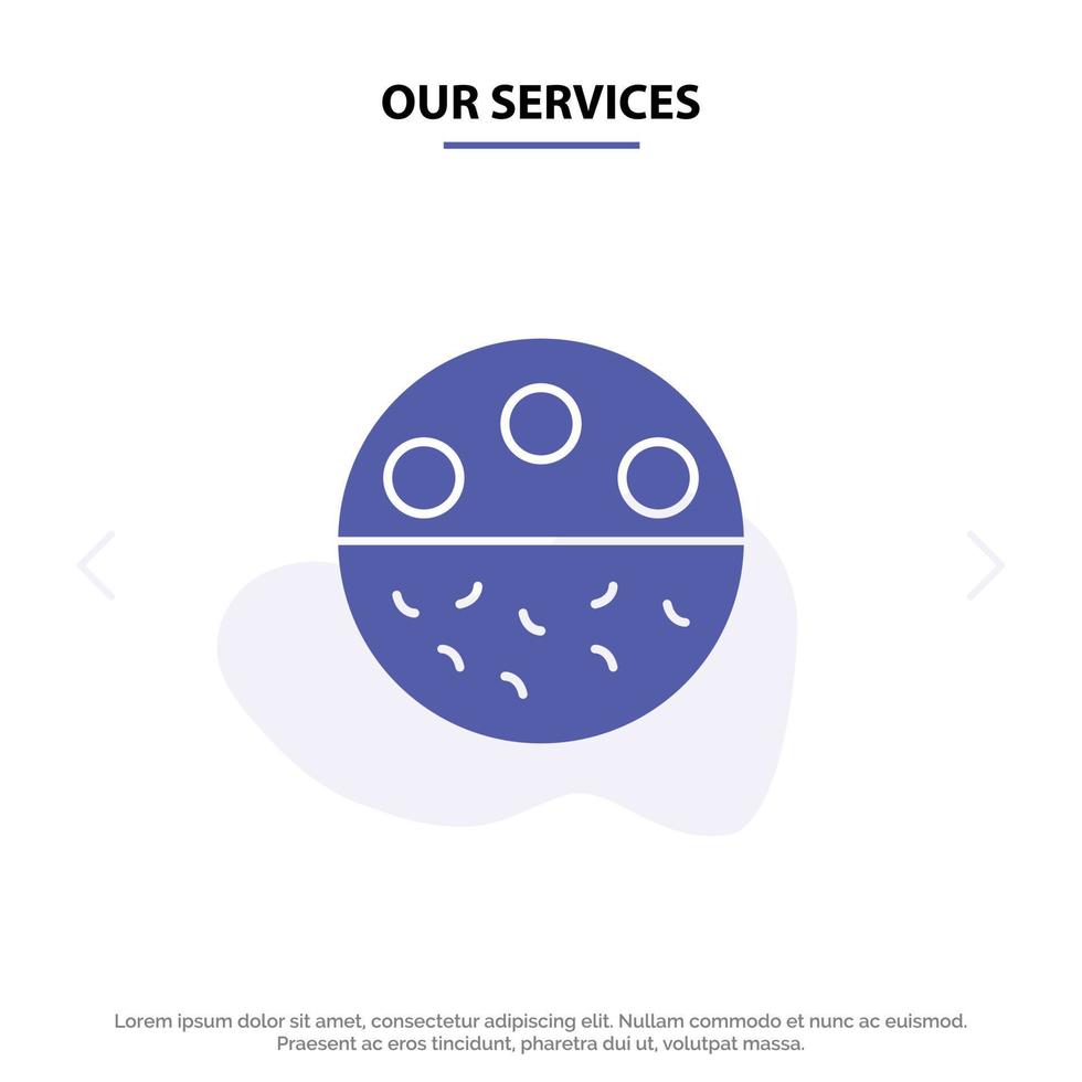 Our Services Bone Calcium Mineral Skincare Strength Solid Glyph Icon Web card Template vector