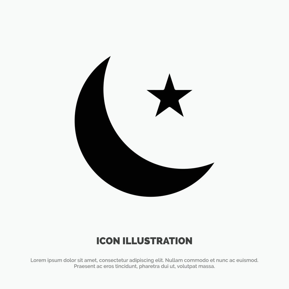 Moon Night Star Night solid Glyph Icon vector