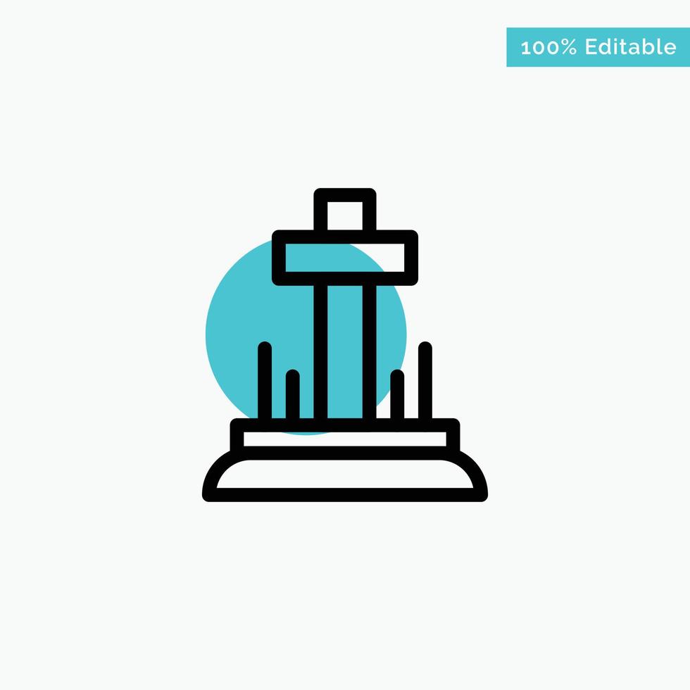 Celebration Christian Cross Easter turquoise highlight circle point Vector icon