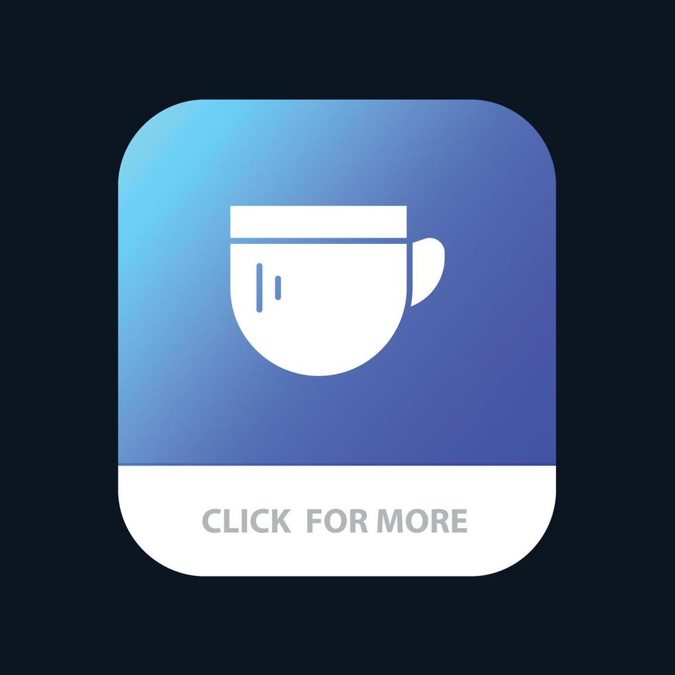 taza té café botón de aplicación móvil básica versión de glifo de android e ios vector