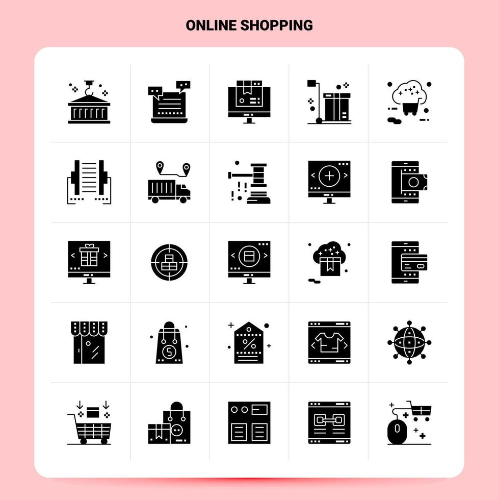 Solid 25 Online Shopping Icon set Vector Glyph Style Design Black Icons Set Web and Mobile Business ideas design Vector Illustration