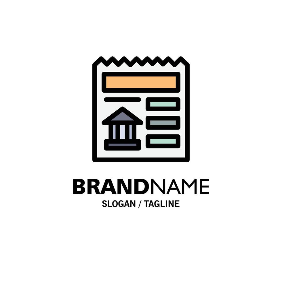 Basic Document Ui Bank Business Logo Template Flat Color vector