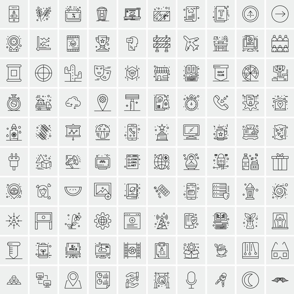 conjunto de 100 iconos de línea de negocios creativos vector