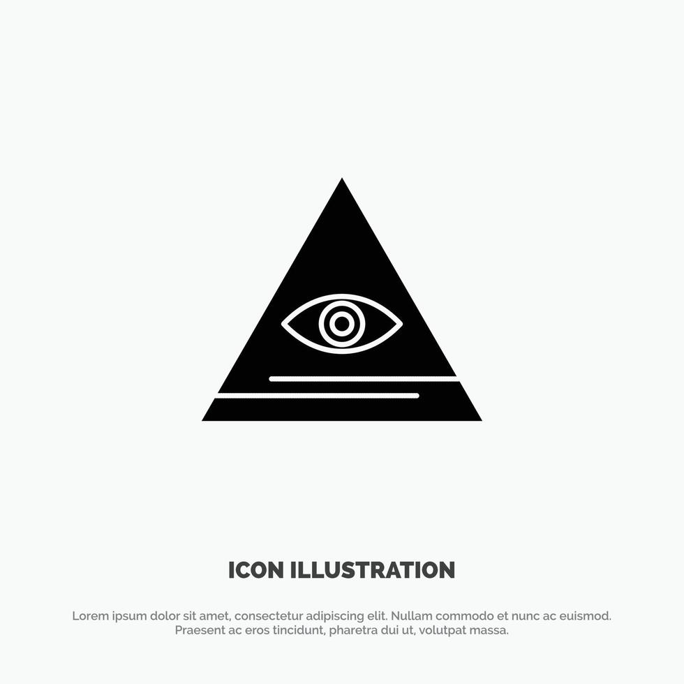 ojo illuminati pirámide triángulo sólido glifo icono vector