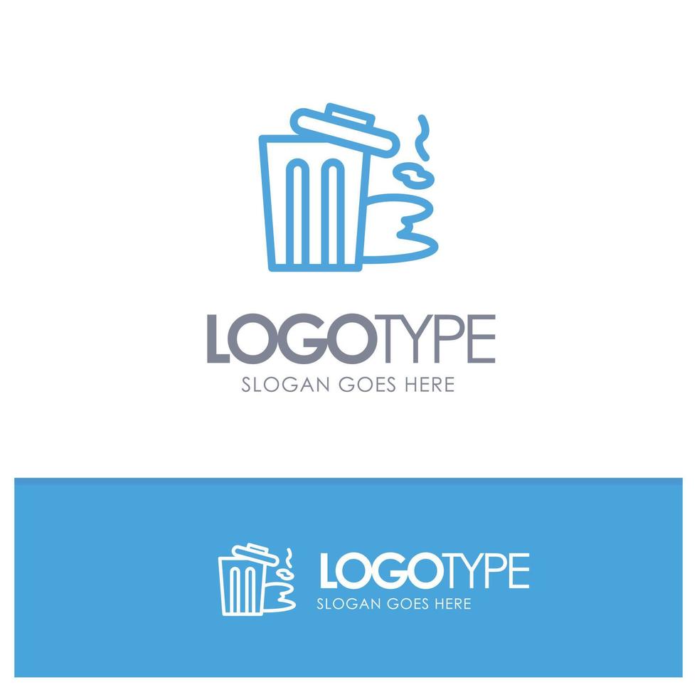 Environment Garbage Pollution Trash Blue outLine Logo with place for tagline vector