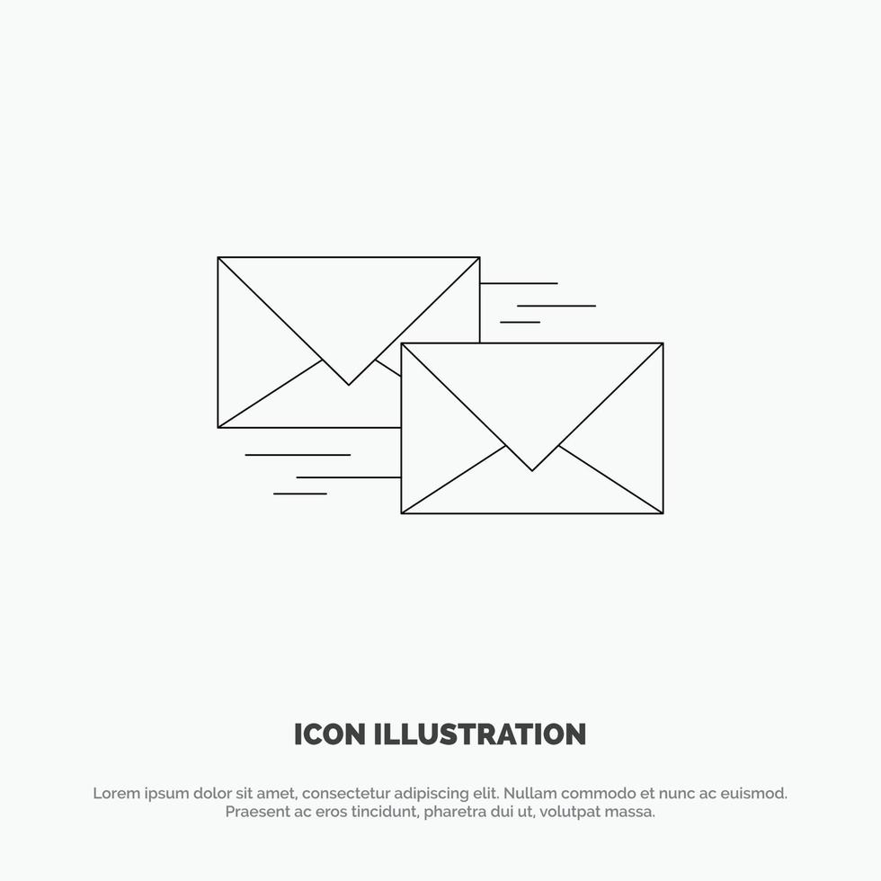 Mail Reply Forward Business Correspondence Letter Line Icon Vector