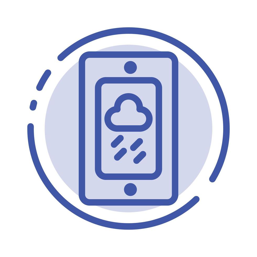 Mobile Chalk Weather Rainy Blue Dotted Line Line Icon vector