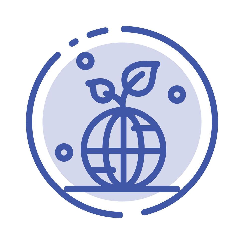 Earth Green Planet Save World Blue Dotted Line Line Icon vector