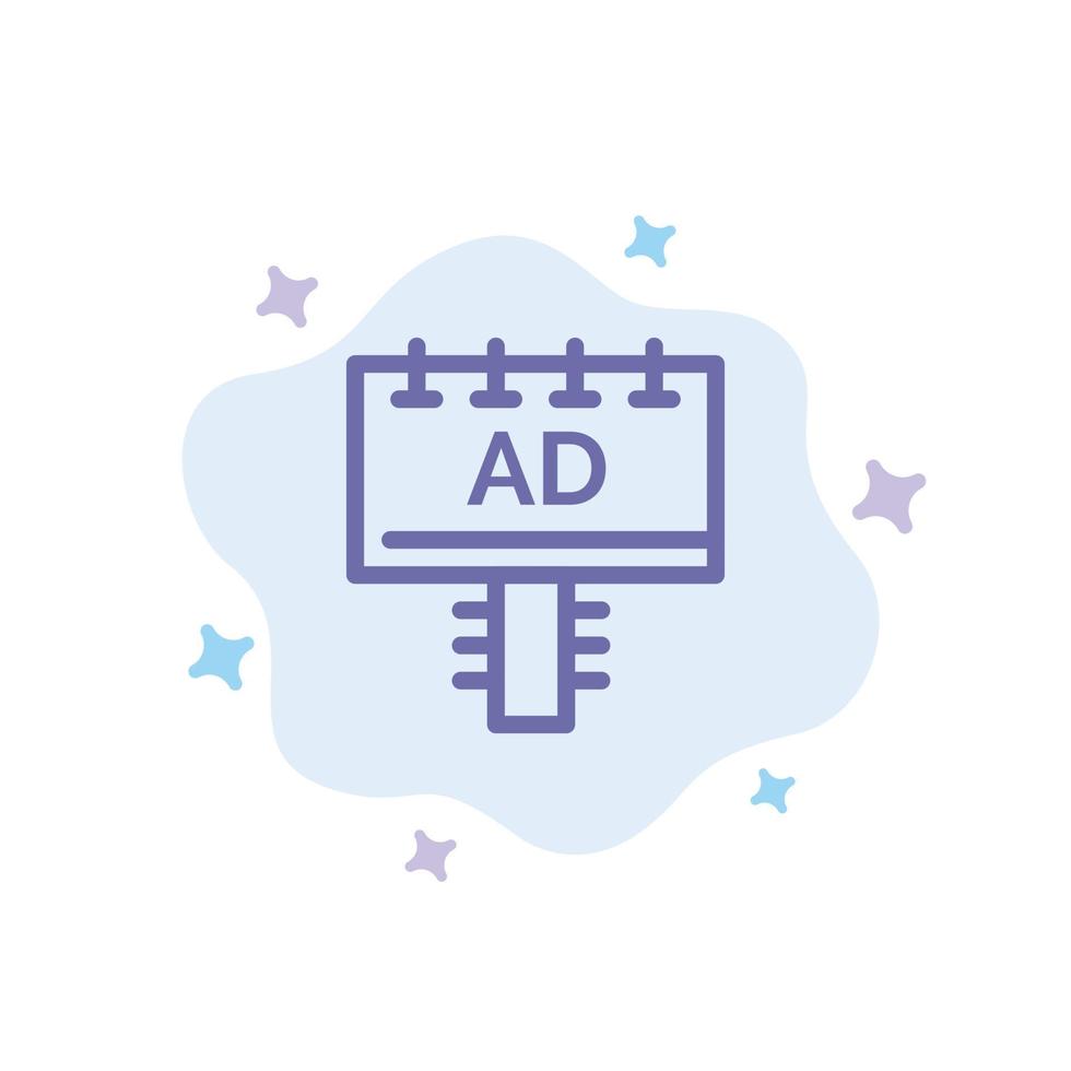 tablero de anuncios letrero de publicidad icono azul en el fondo de la nube abstracta vector