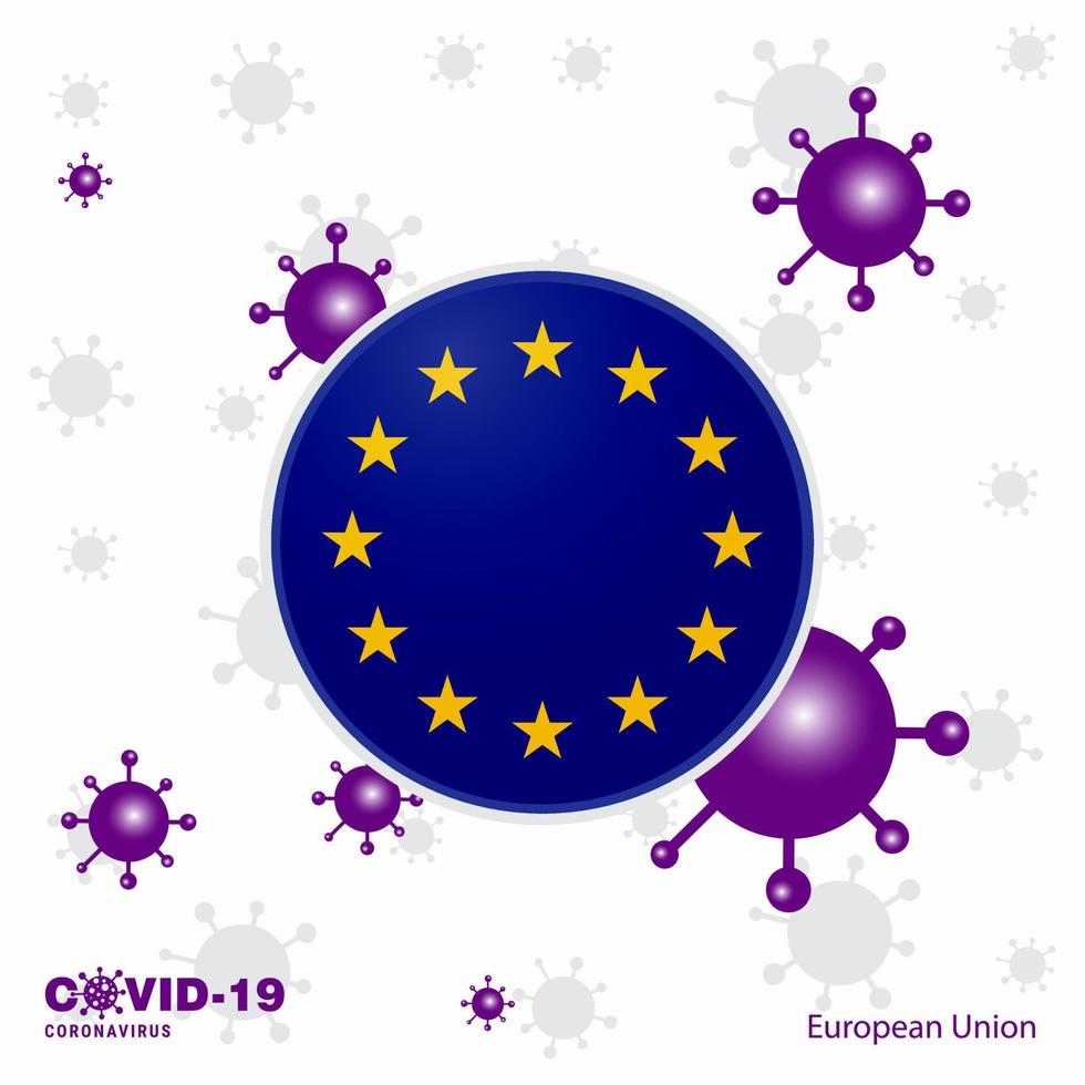 Pray For European Union COVID19 Coronavirus Typography Flag Stay home Stay Healthy Take care of your own health vector