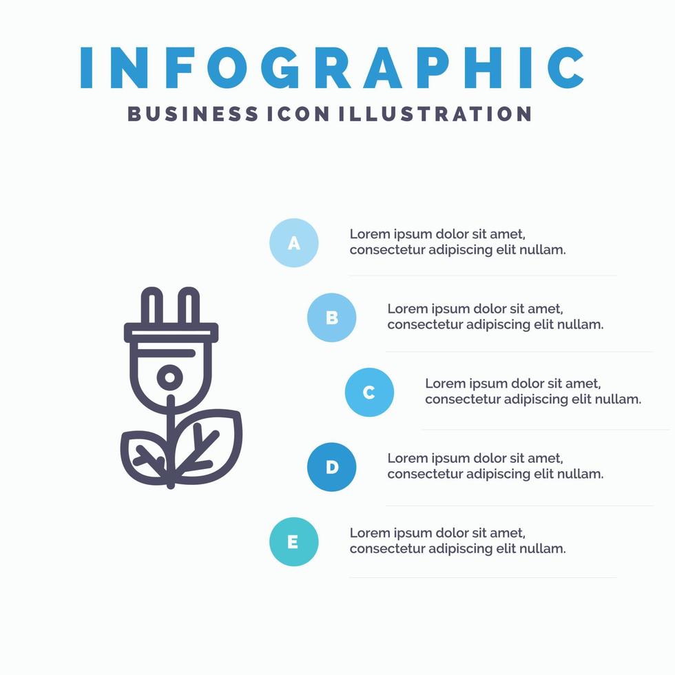 Biomass Energy Plug Power Line icon with 5 steps presentation infographics Background vector