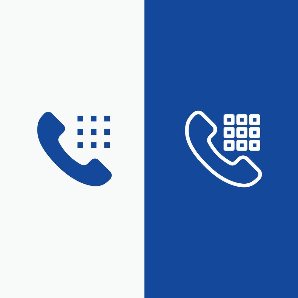 llamada marcar teclas de teléfono línea y glifo icono sólido banner azul línea y glifo icono sólido banner azul vector