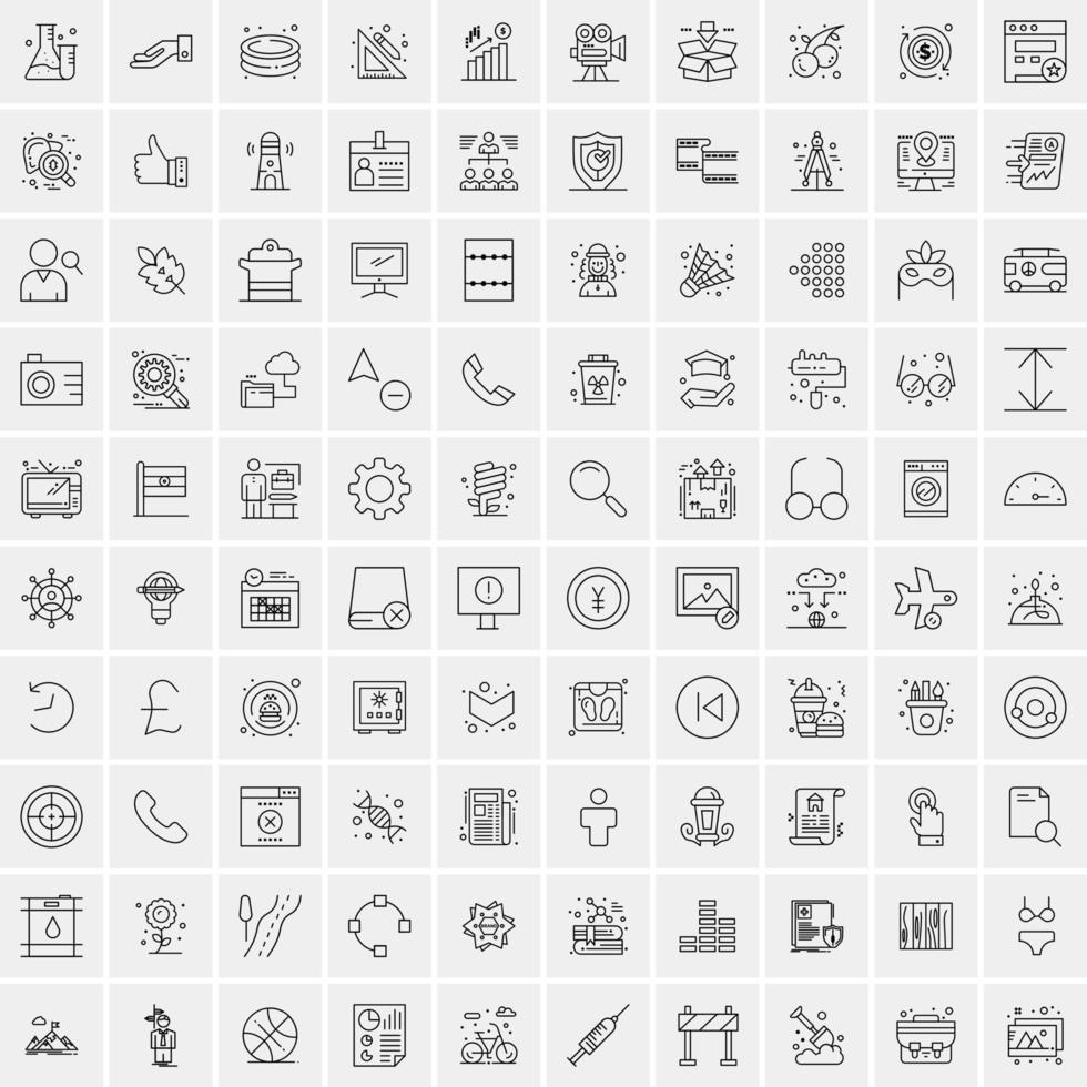 conjunto de 100 iconos de línea de negocios creativos vector