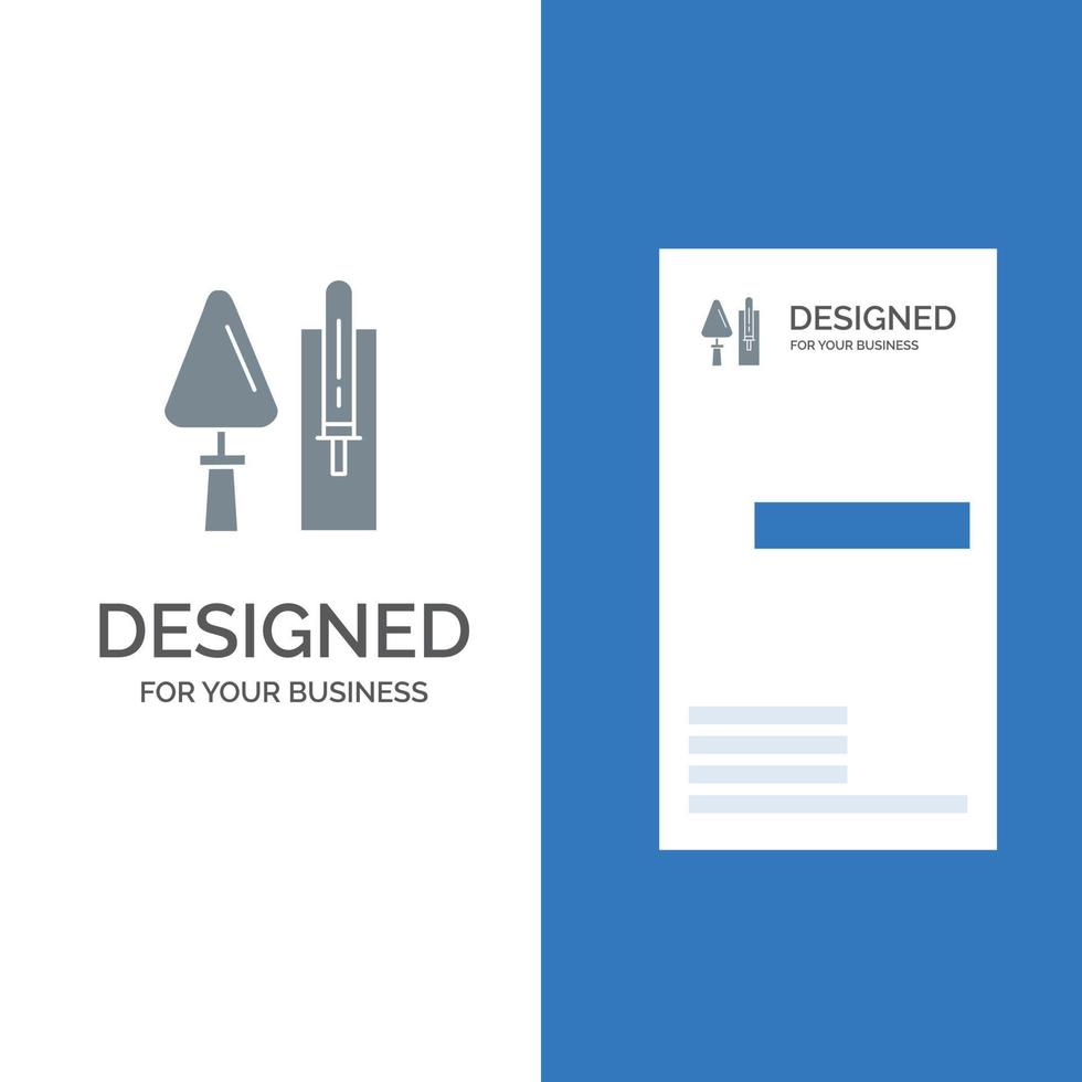 Trowel Brickwork Construction Masonry Tool Grey Logo Design and Business Card Template vector