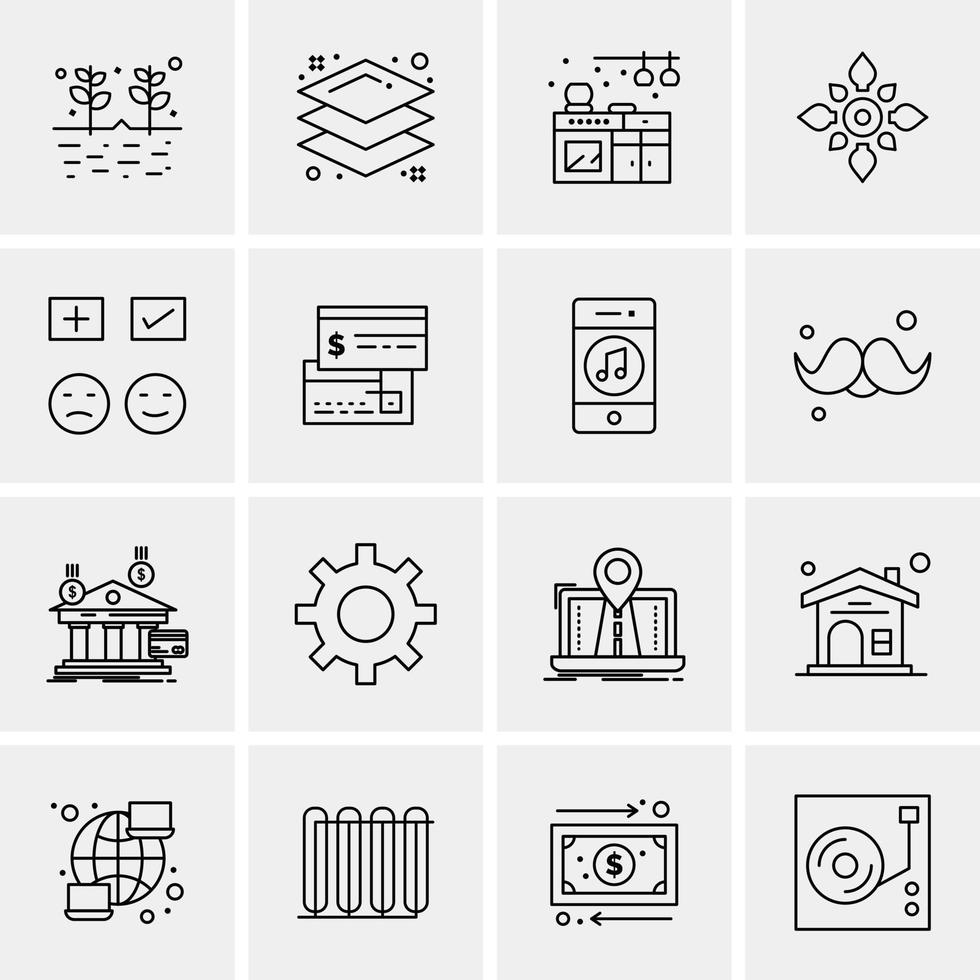 16 iconos universales de negocios vector ilustración de icono creativo para usar en proyectos relacionados con la web y dispositivos móviles