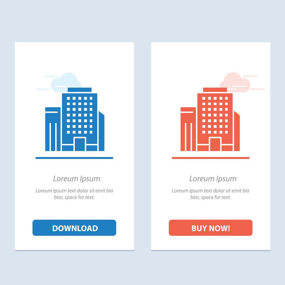 Office Building Job  Blue and Red Download and Buy Now web Widget Card Template vector