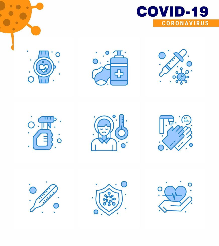 Coronavirus awareness icons 9 Blue icon Corona Virus Flu Related such as virus spray hands care solid virus viral coronavirus 2019nov disease Vector Design Elements