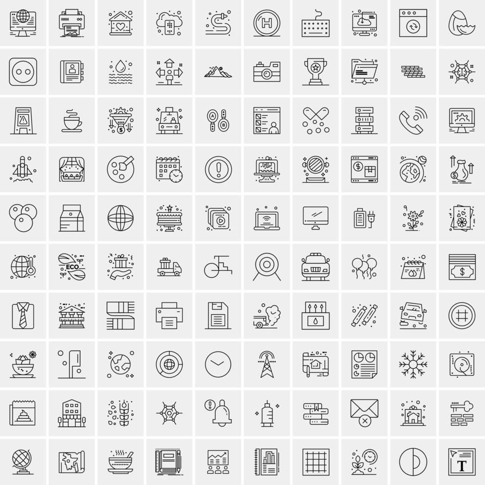 Set of 100 Creative Business Line Icons vector