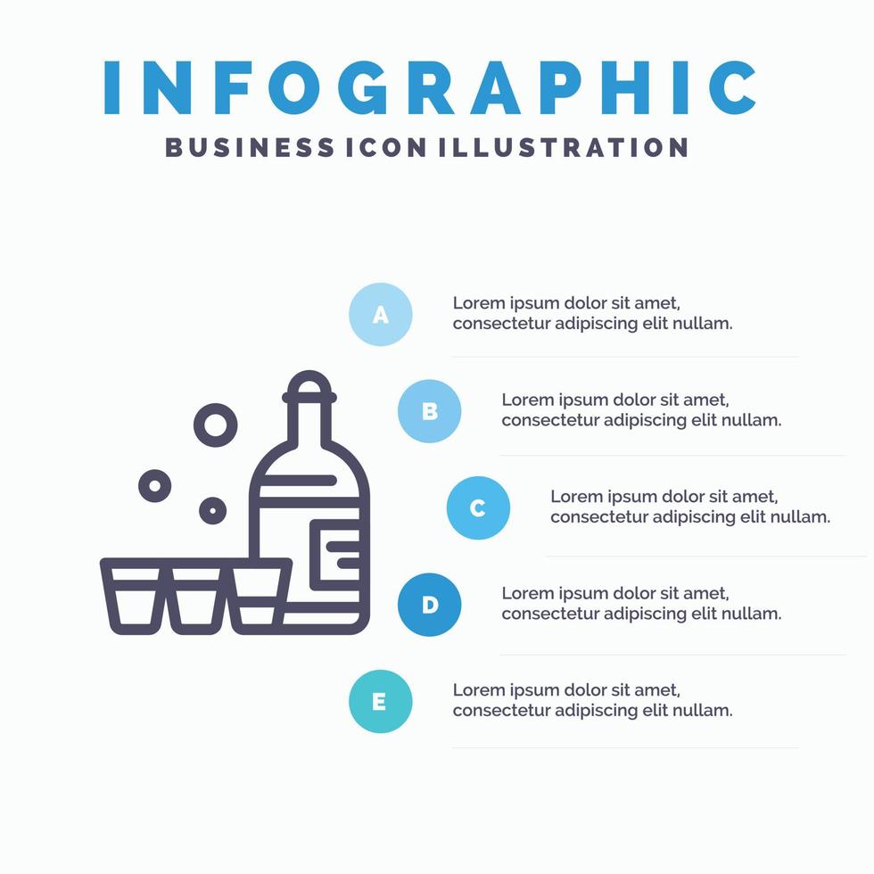 Drink Bottle Glass Ireland Line icon with 5 steps presentation infographics Background vector