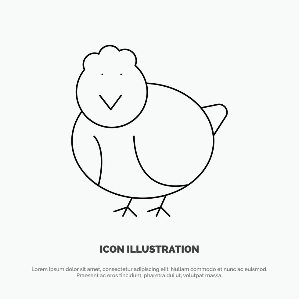 Chicken Easter Baby Happy Line Icon Vector