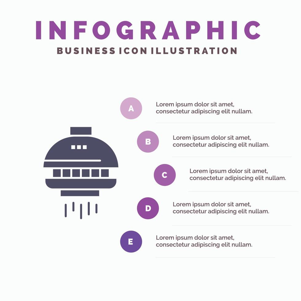 Space Shuttle Spacecraft Ufo Infographics Presentation Template 5 Steps Presentation vector