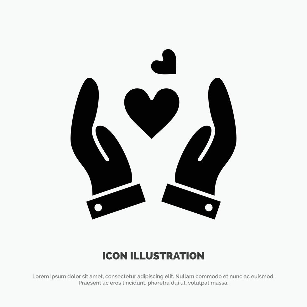 Hand Love Heart Wedding solid Glyph Icon vector