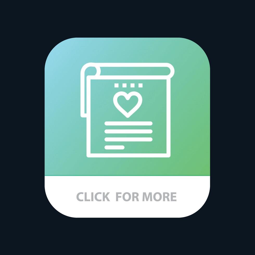 File Love Wedding Heart Mobile App Button Android and IOS Line Version vector