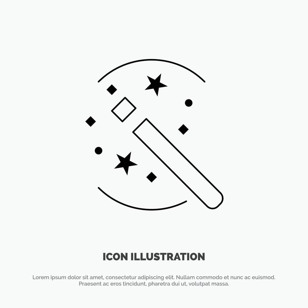 Tricks Solution Magic Stick Vector Line Icon