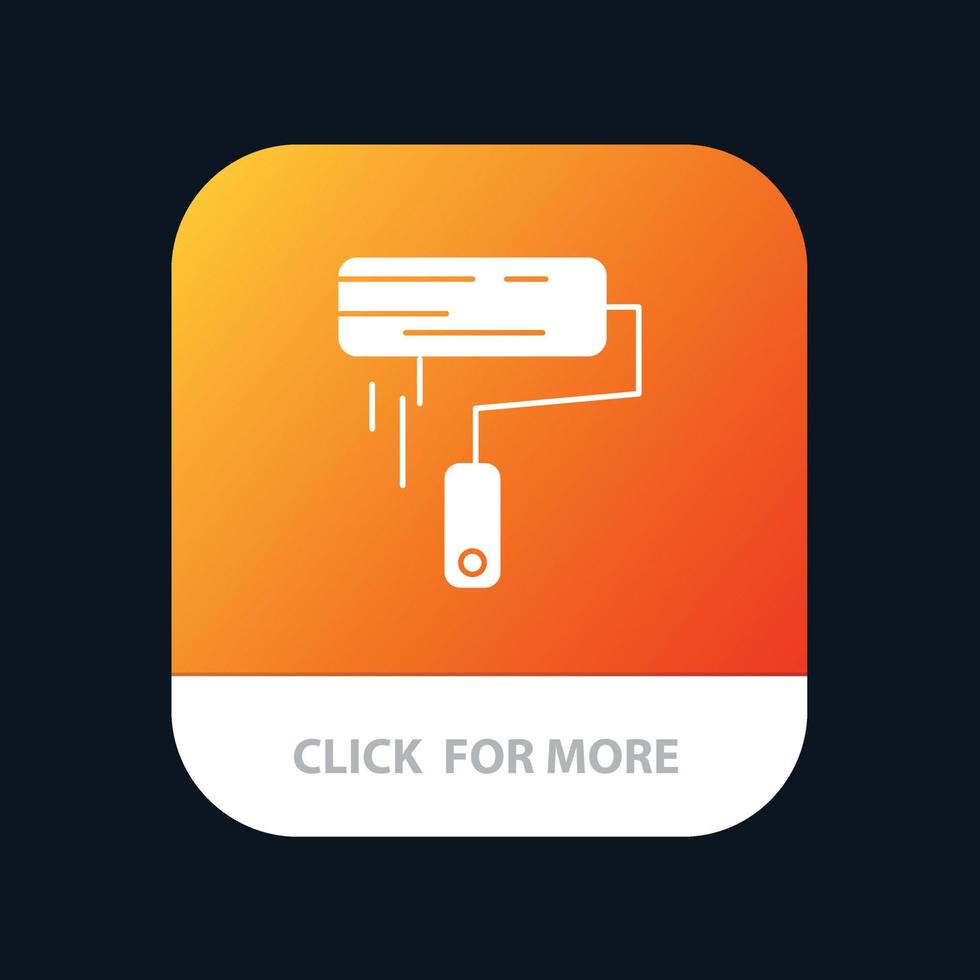 Brush Paint Roller Wall Paintbrush Mobile App Button Android and IOS Glyph Version vector