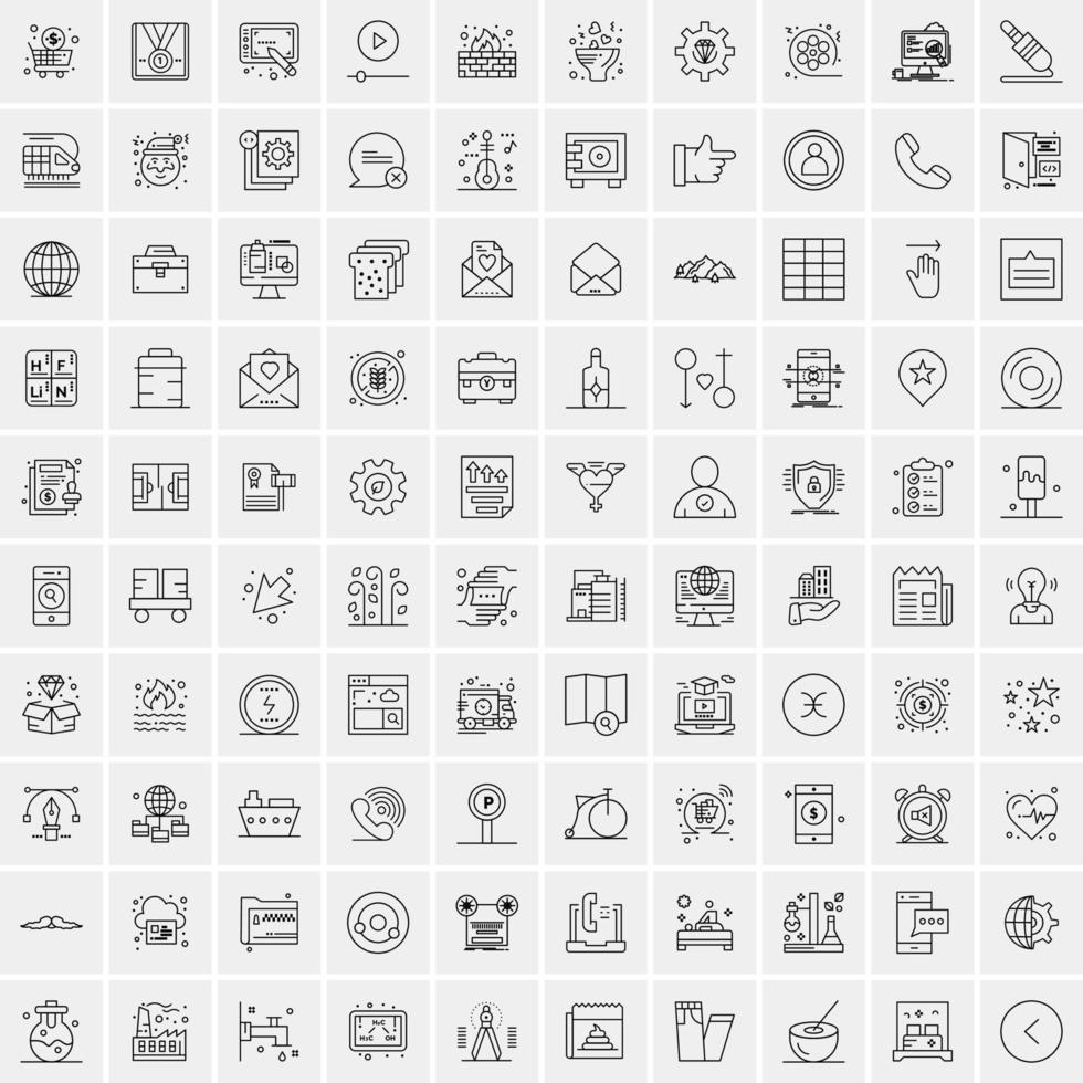 Set of 100 Creative Business Line Icons vector