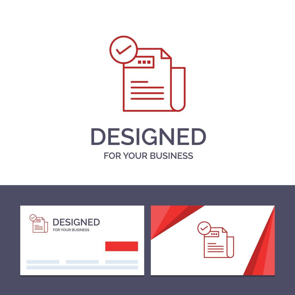 Creative Business Card and Logo template Check Checklist Feature Featured Features  Vector Illustration