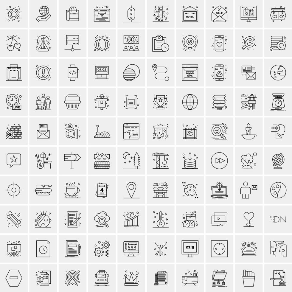 conjunto de 100 iconos de línea de negocios creativos vector