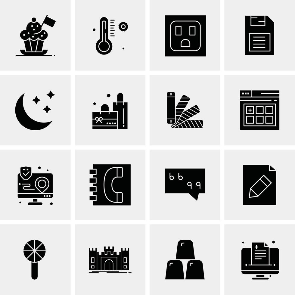 16 iconos universales de negocios vector ilustración de icono creativo para usar en proyectos relacionados con la web y dispositivos móviles