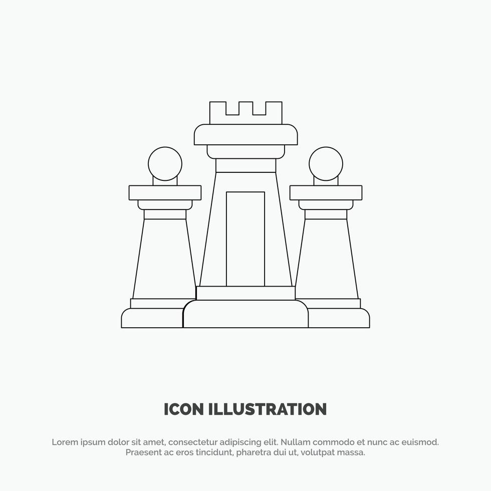 Chess Computer Strategy Tactic Technology Line Icon Vector