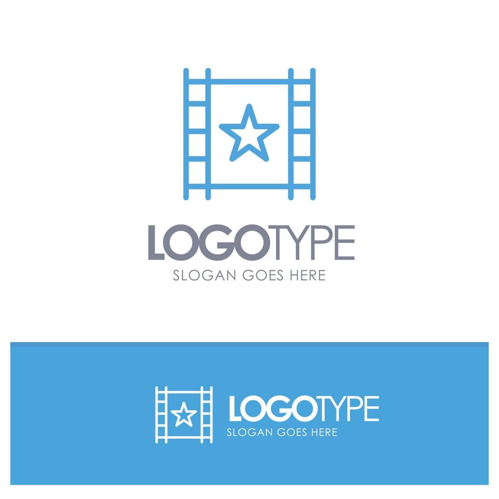 reproductor multimedia corriente estrella contorno azul logotipo lugar para eslogan vector