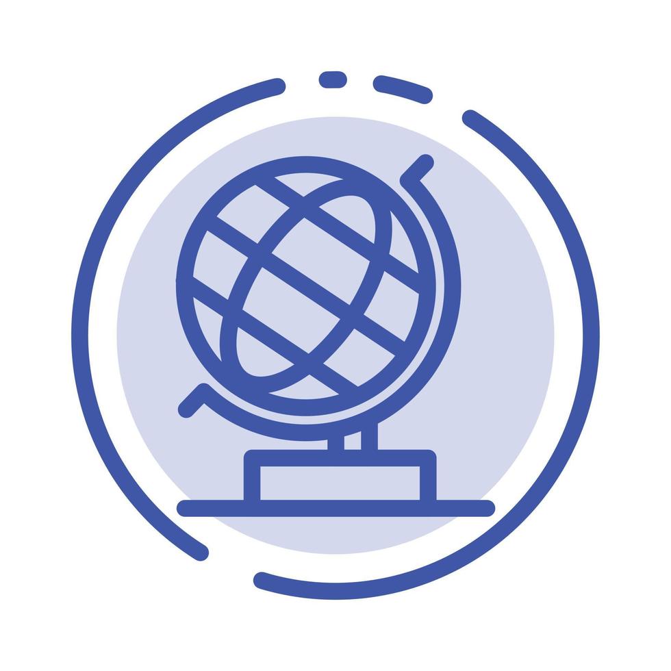 oficina mundial globo web línea punteada azul icono de línea vector
