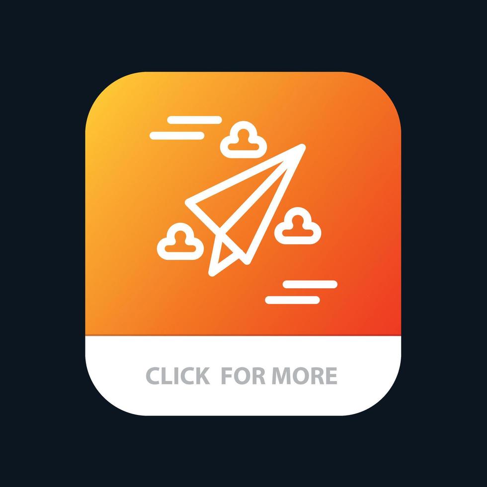 diseño web paper fly botón de aplicación móvil versión de línea android e ios vector