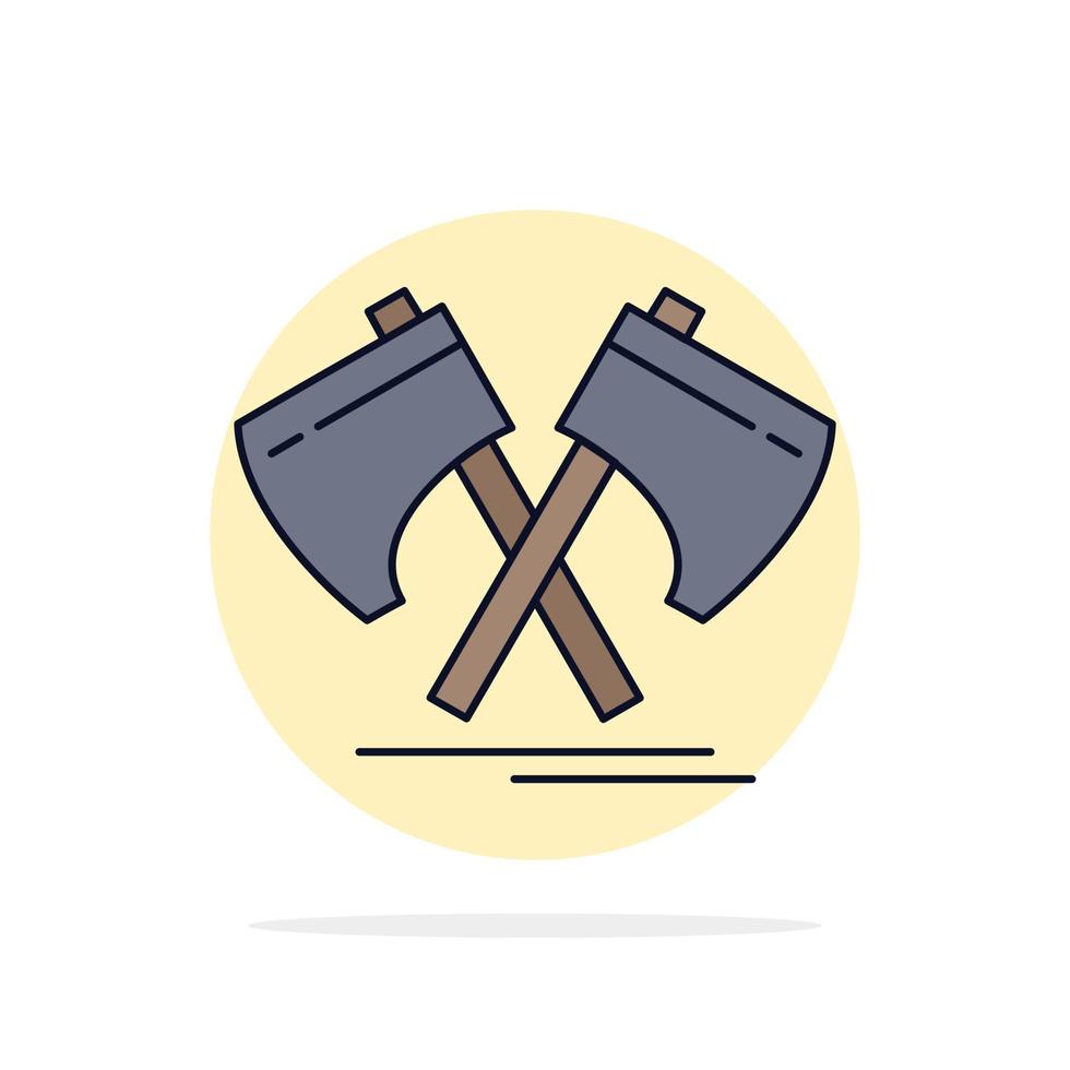 Axe hatchet tool cutter viking Flat Color Icon Vector