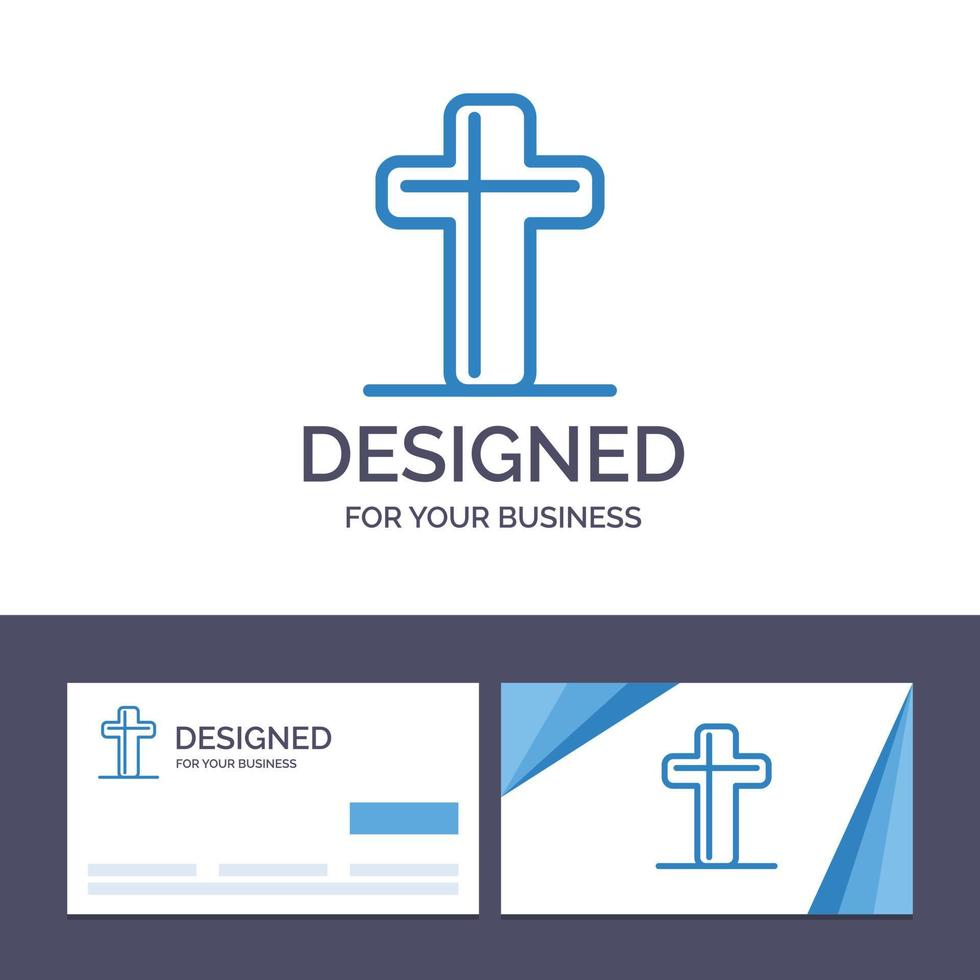 Creative Business Card and Logo template Celebration Christian Cross Easter Vector Illustration