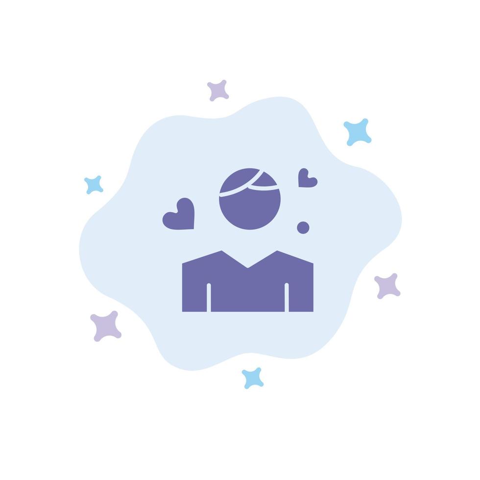 hombre chico avatar persona corazón icono azul sobre fondo de nube abstracta vector