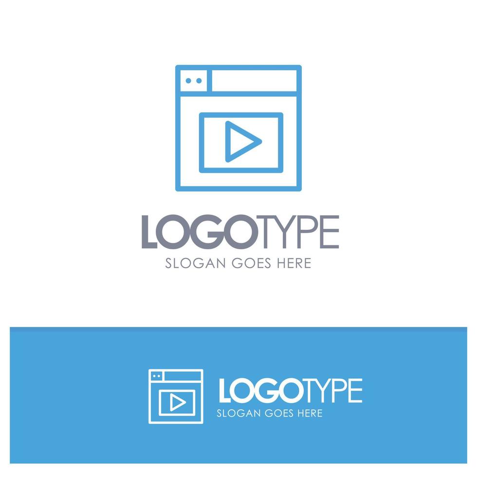 diseño web video contorno azul logotipo lugar para eslogan vector