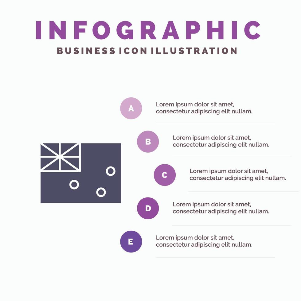 aussie australia país bandera sólido icono infografía 5 pasos presentación fondo vector