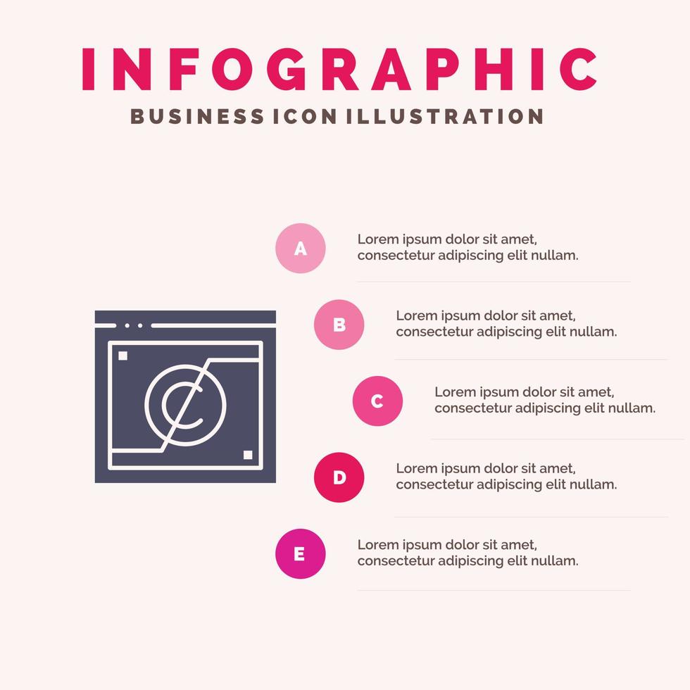 Business Copyright Digital Domain Law Solid Icon Infographics 5 Steps Presentation Background vector