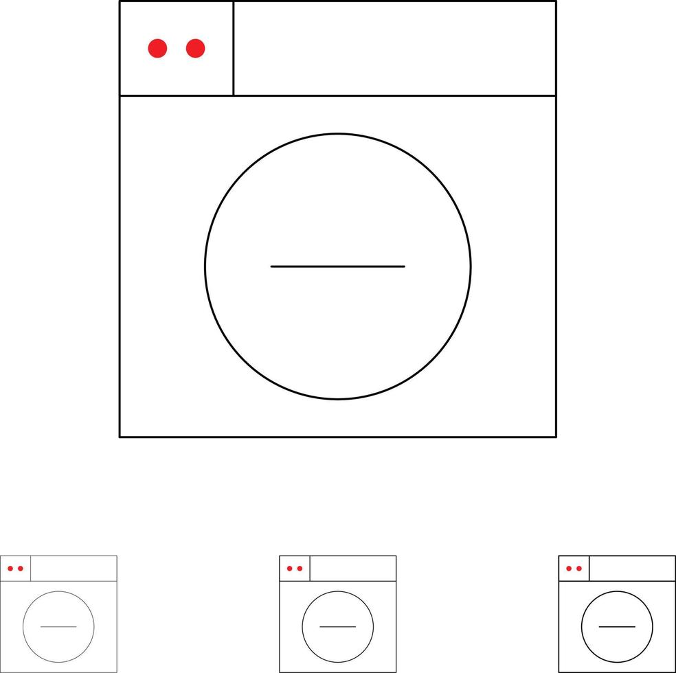 Web Design Less minimize Bold and thin black line icon set vector