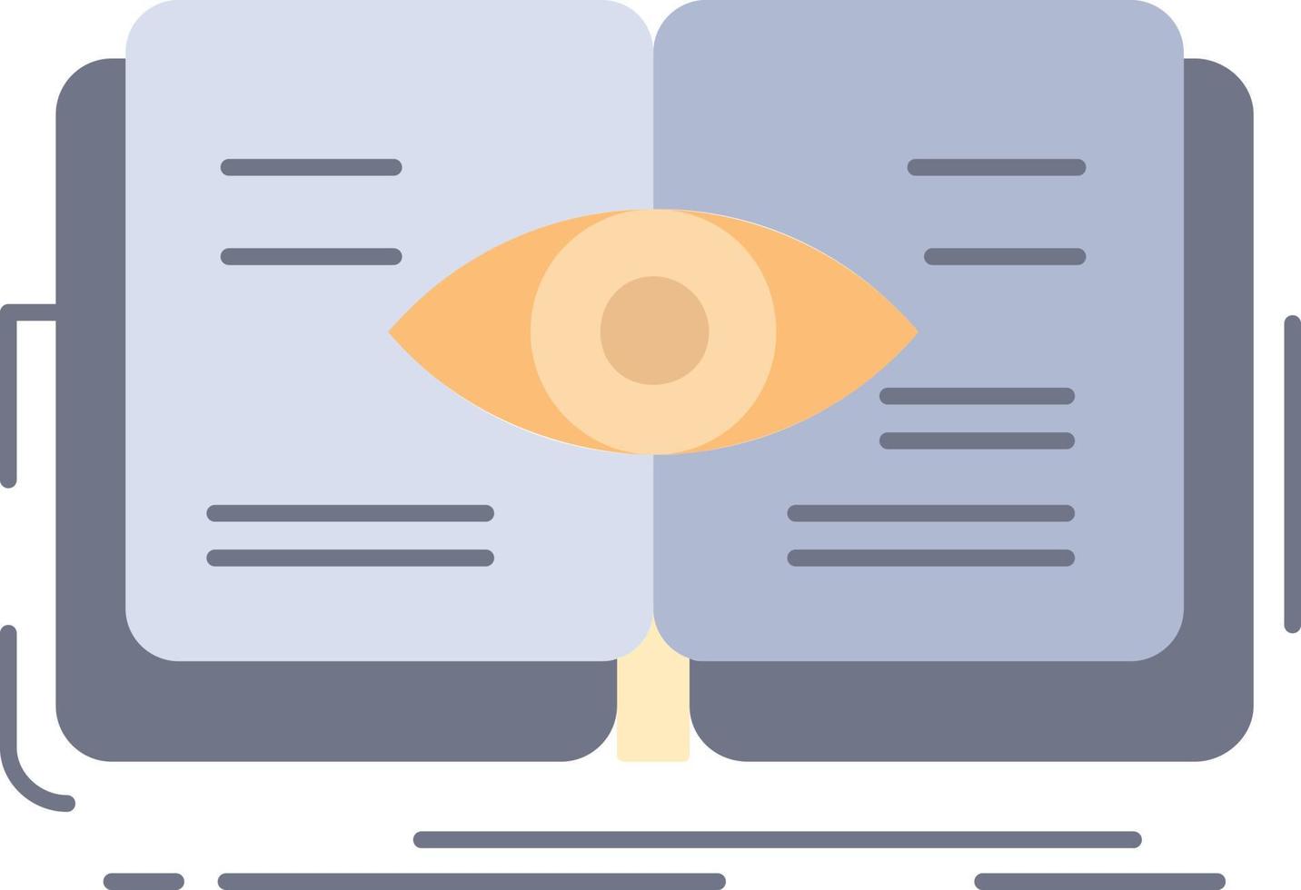 knowledge book eye view growth Flat Color Icon Vector