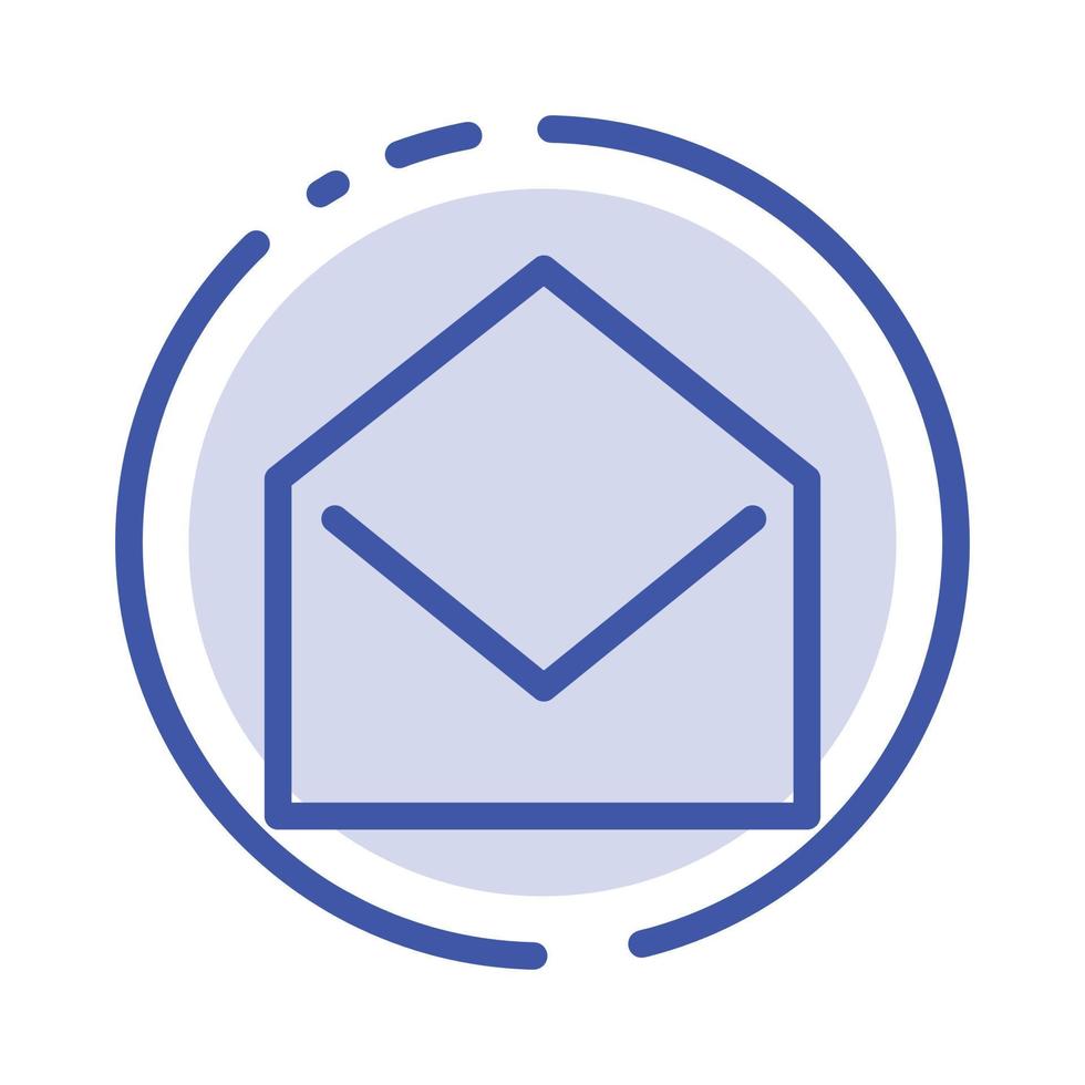 mensaje de correo comercial abierto línea punteada azul icono de línea vector